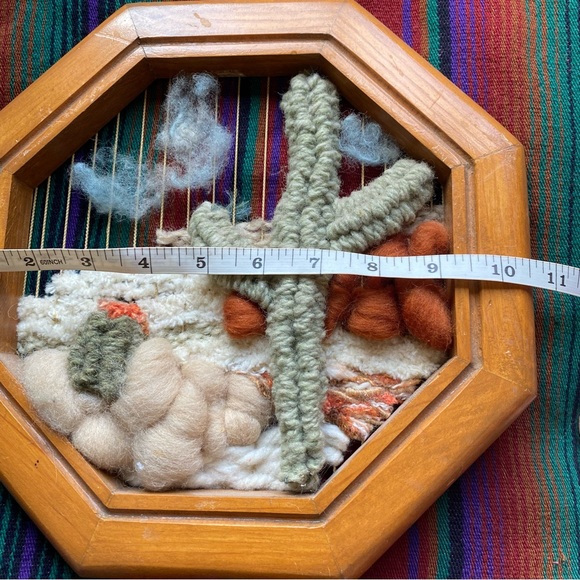 VTG Artisan Made Mohair weaving Finer Art. Desert Cactus scene. Yarn Art. 3D. - Picture 8 of 8